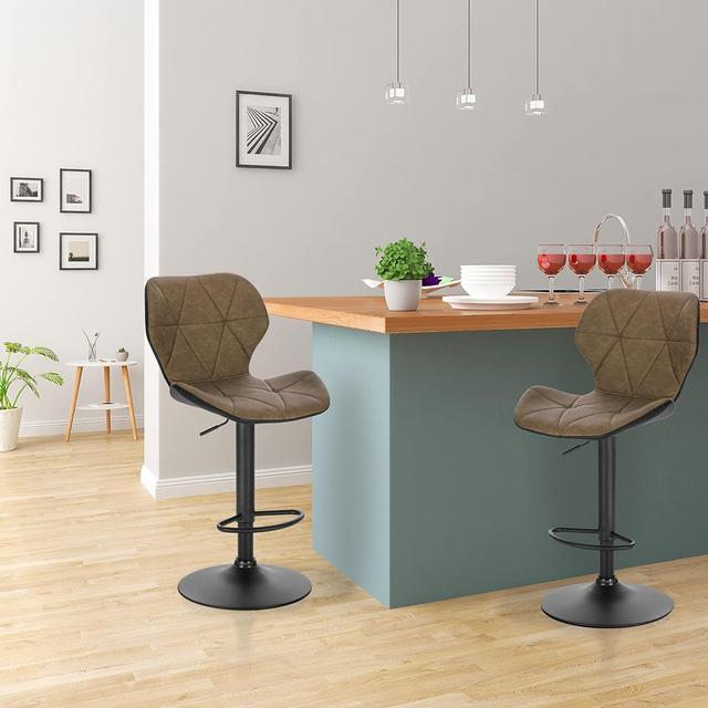 Parrett Swivel Adjustable Height Stool (Set of 2) Latitude Run Upholstery: Dark Brown on Productcaster.