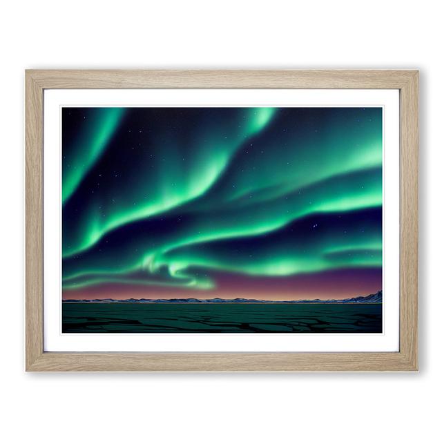 Contemporary Aurora Borealis - Picture Frame Graphic Art 17 Stories Size: 34cm H x 46cm W x 2cm D, Frame Colour: Oak on Productcaster.