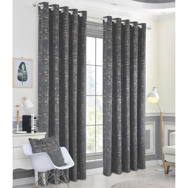 Conrada Eyelet Room Darkening Thermal Curtains (Set of 2) Brayden Studio Colour: Grey, Panel Size: 114 W x 137 D cm on Productcaster.