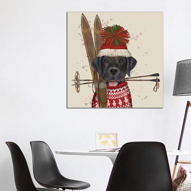 Black Labrador, Skiing iCanvas Size: 94cm H x 94cm W x 3.8cm D on Productcaster.