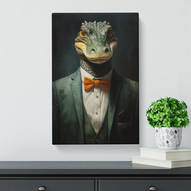 Crocodile in a Suit Painting Happy Larry Size: 50cm H x 35cm W x 3cm D on Productcaster.