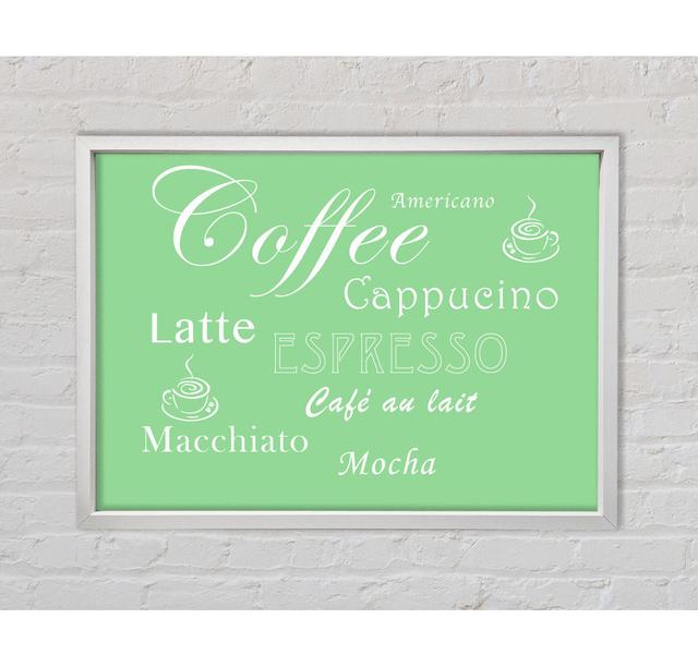 Kitchen Quote Coffee Delight Pink - Single Picture Frame Art Prints on Canvas Bright Star Size: 84.1cm H x 118.9cm W x 3.3cm D, Colour: Green on Productcaster.