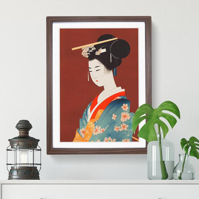 Vintage Geisha No.4 - Single Picture Frame Painting Marlow Home Co. Size: 34cm H x 25cm W x 2cm D, Frame Colour: Walnut Framed on Productcaster.