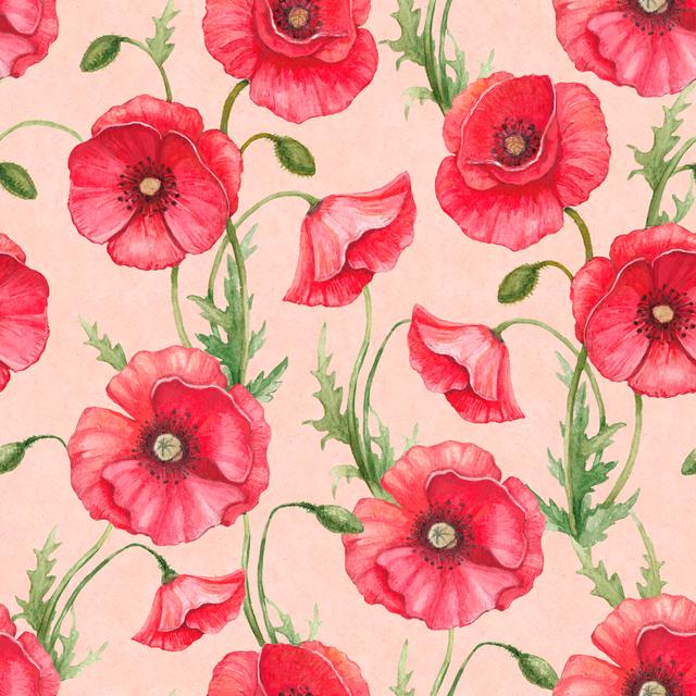 Watercolor Poppy Flowers by Sashsmir - Wrapped Canvas Painting ClassicLiving Size: 30cm H x 30cm W on Productcaster.