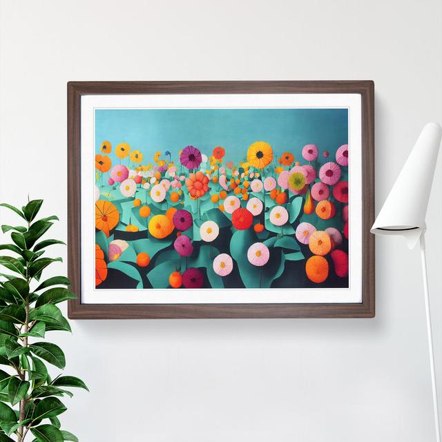 Exhilarating Flower Market - Single Picture Frame Painting Marlow Home Co. Frame Colour: Walnut, Size: 34cm H x 46cm W x 2cm D on Productcaster.