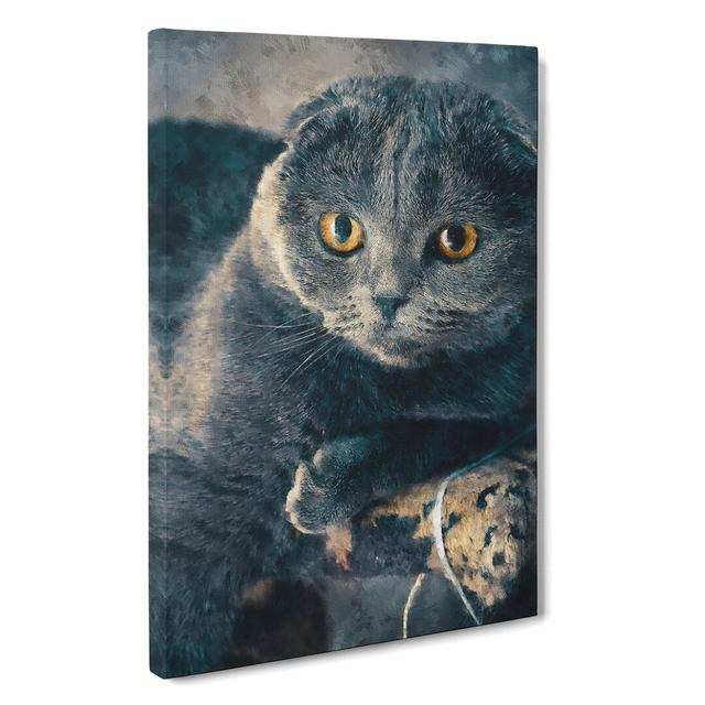 Scottish Fold Cat - Wrapped Canvas Painting East Urban Home Size: 60cm H x 40cm W x 3cm D on Productcaster.