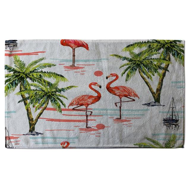 Flamingo and Palm Trees Kitchen Towel (Set of 3) Bay Isle Home on Productcaster.