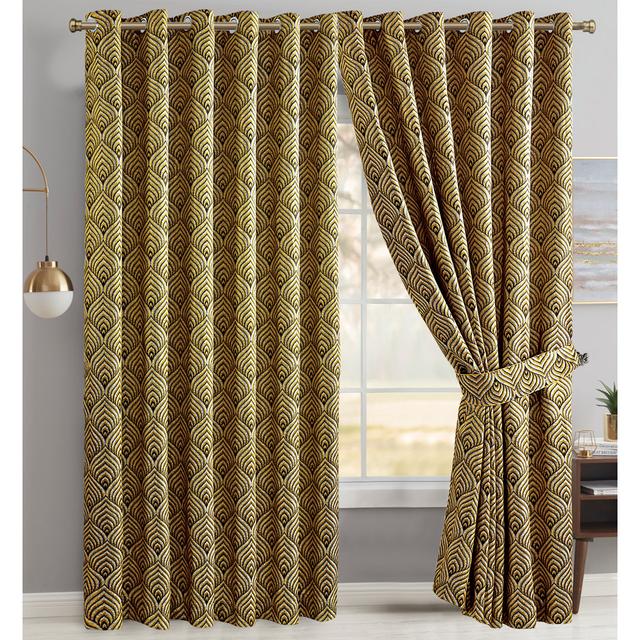 Annelise Eyelet Room Darkening Curtains Fairmont Park Colour: Ochre, Panel Size: 168 W x 228 D cm on Productcaster.