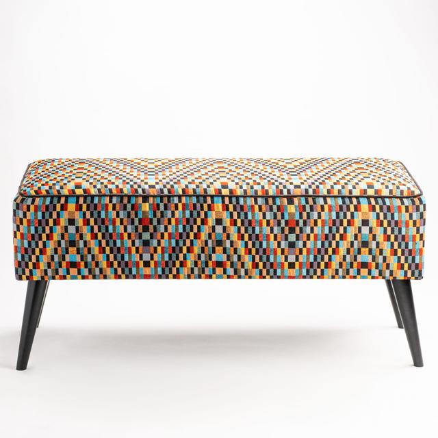 Saxonburg Upholstered Piano Bench Corrigan Studio Colour: Red / Yellow / Blue, Size: 47 H x 55 W x 30 D cm on Productcaster.