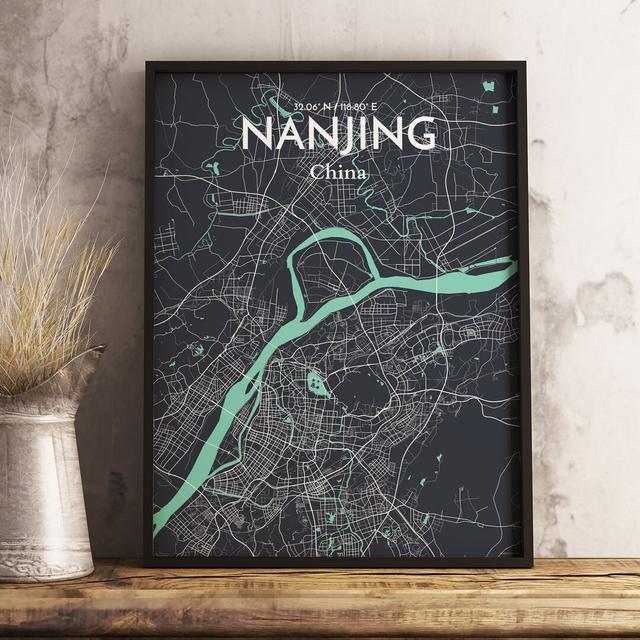 Nanjing City Map - Unframed Graphic Art Print on Paper East Urban Home Size: 50.8cm H x 40.6cm W x 0.1cm D, Colour: Black on Productcaster.