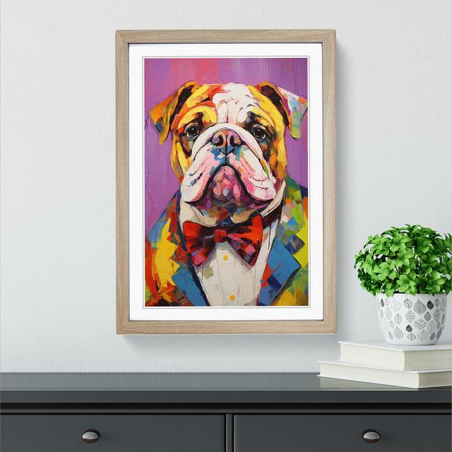 British Bulldog Expressionism No.2 - Single Picture Frame Print on Wood Marlow Home Co. Size: 64cm H x 46cm W x 2cm D, Format: Oak Framed on Productcaster.