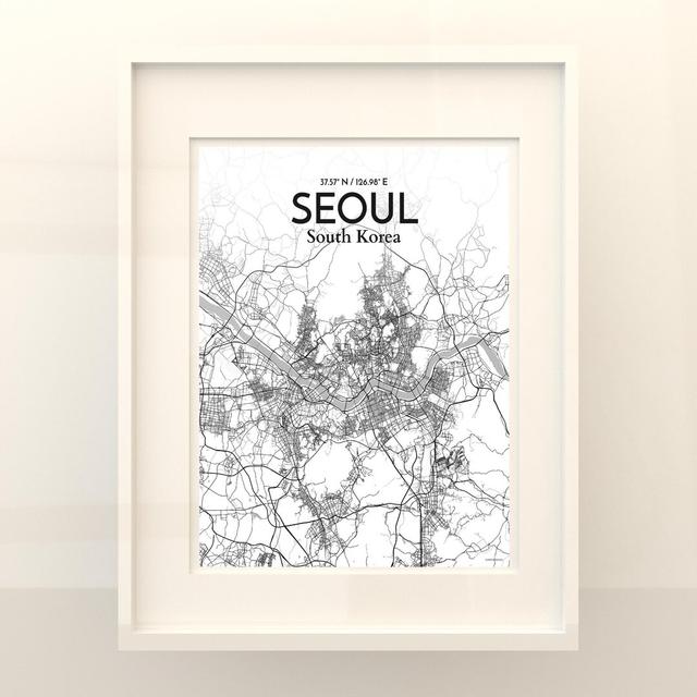 Seoul City Map in Tones - Unframed Graphic Art Borough Wharf Size: 20cm H x 16cm W x 0.05cm D on Productcaster.