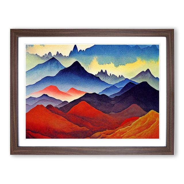 Mountain Landscape Watercolour Vol.3 Abstract Alpen Home Size: 46cm H x 64cm W x 2cm D, Frame Colour: Brown Framed on Productcaster.