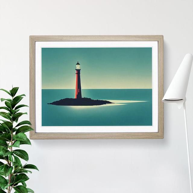 Excellent Lighthouse - Picture Frame Painting 17 Stories Size: 25cm H x 34cm W x 2cm D, Frame Colour: Oak on Productcaster.