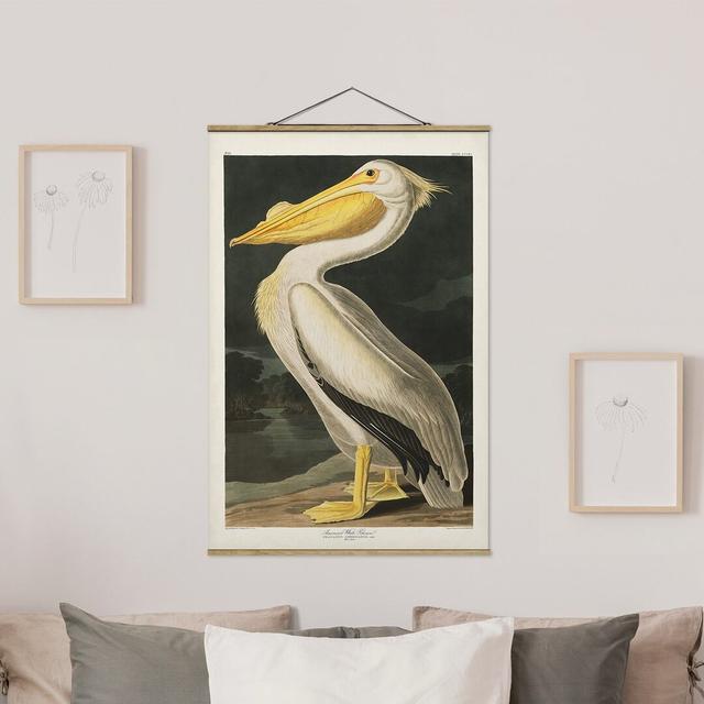 Fabric Picture With Poster Rails - Vintage Instructional White Pelican - Portrait 3:2 Highland Dunes Size: 75cm H x 50cm W x 0.3cm D on Productcaster.