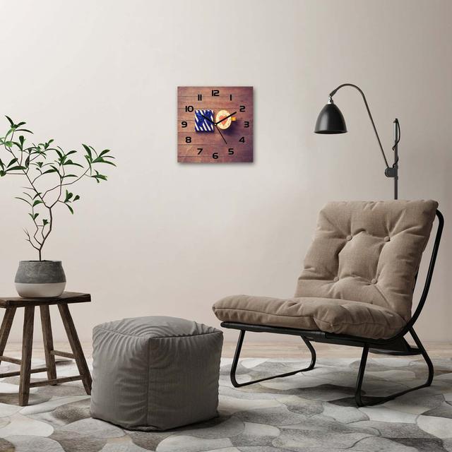 Coffee and a Gift Silent Wall Clock East Urban Home Colour: Black/Brown/Blue on Productcaster.