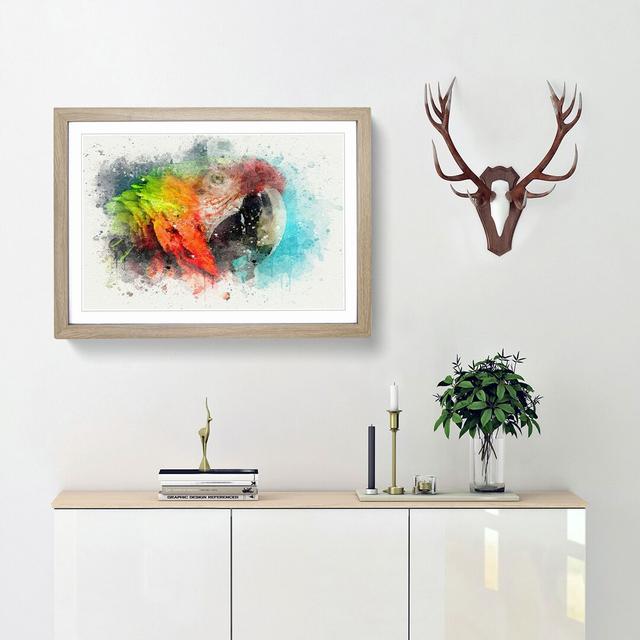 Rainbow Macaw Parrot in Abstract - Picture Frame Graphic Art Print East Urban Home Frame Option: Oak, Size: 50cm H x 76cm W x 2cm D on Productcaster.