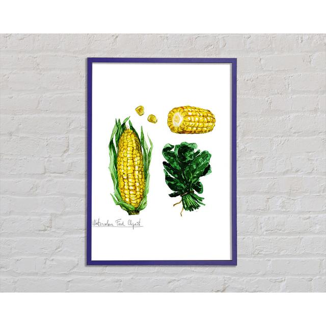 Sweetcorn 1 - Print August Grove Size: 59.7cm H x 42cm W x 8cm D, Format: Gold/Black Framed Paper on Productcaster.