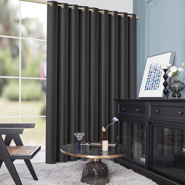 Luxury 230 GSM 100% Blackout Eyelet Room Darkening Curtain Pair Wayfair Samples Panel Size: 168 W x 137 D cm, Colour: Dark Grey on Productcaster.