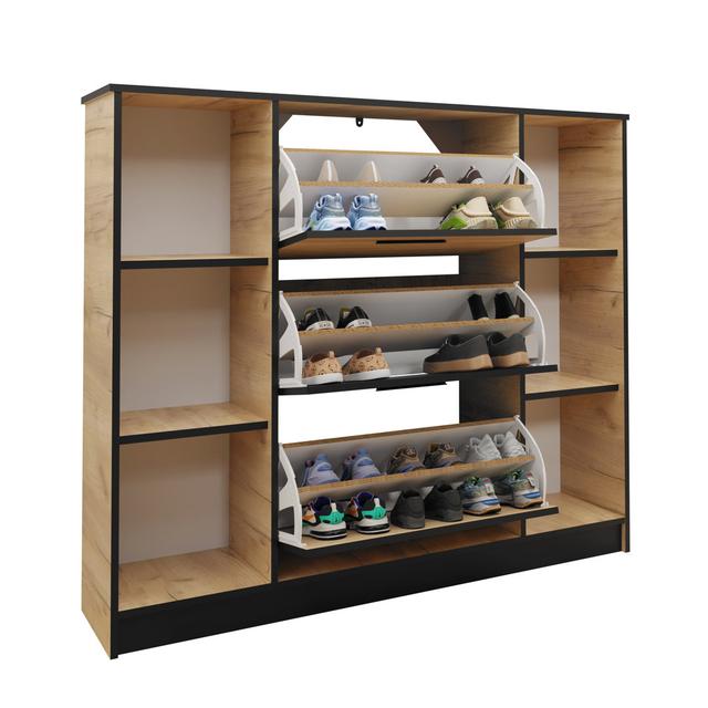 Bernando 18 Pair Flip Down Shoe Storage Ebern Designs Finish: Sonoma Oak on Productcaster.