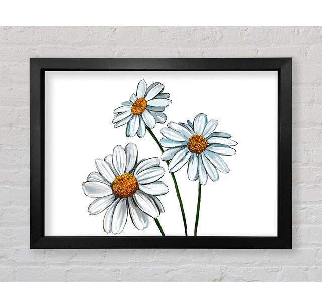 White Daisy Trio Framed Print Ophelia & Co. Size: 100.1cm H x 141.4cm W x 3.4cm D, Format: Black Framed Paper on Productcaster.