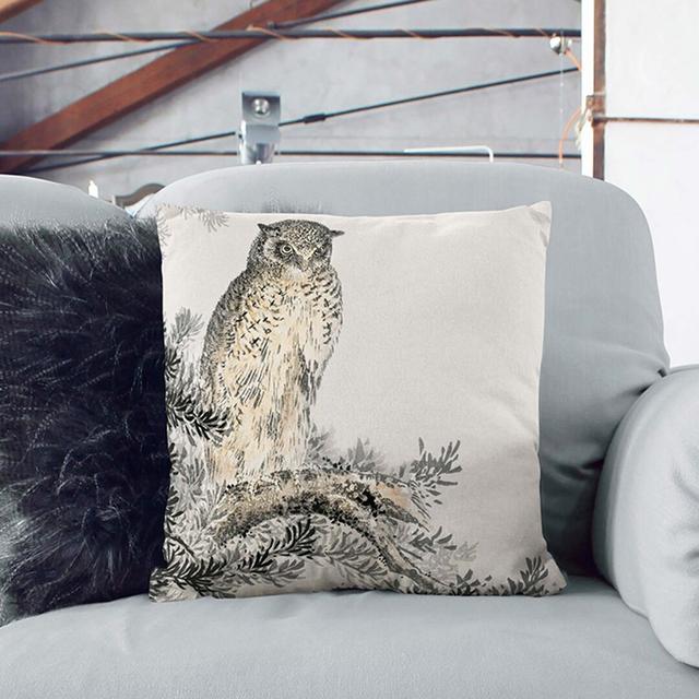 Japanese Scops Owl by Numata Kashu Cushion with Filling East Urban Home Size: 40cm H x 40cm W x 15cm D on Productcaster.