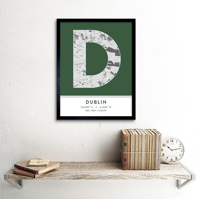 Dublin City Map Dublin Green by Wee Blue Coo - Single Picture Frame Typography Wee Blue Coo on Productcaster.