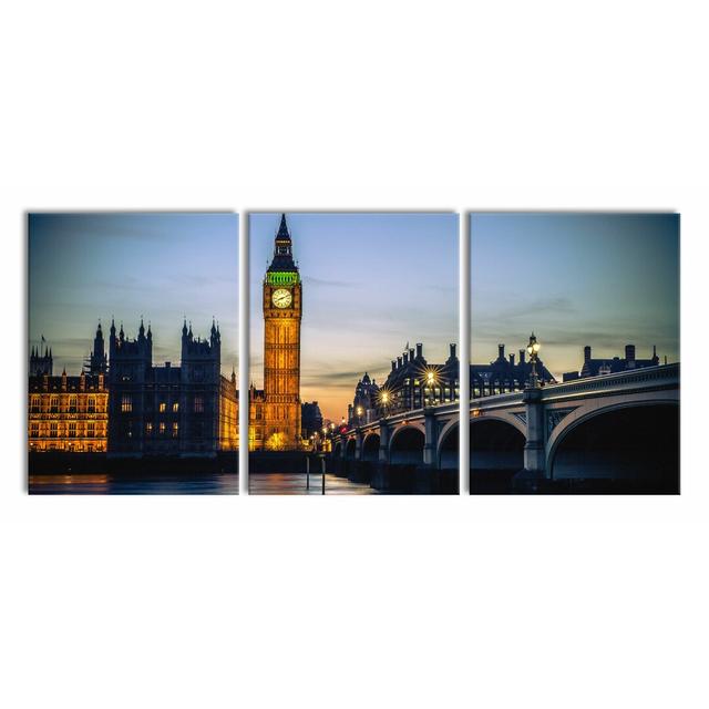 Big Ben at Night Photographic Print Multi-Piece Image on Canvas East Urban Home Size: 80cm H x 180cm W on Productcaster.