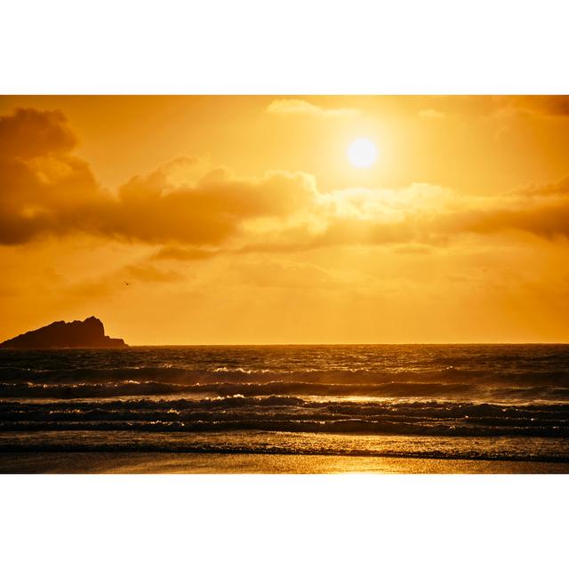 Autumn Sunset Over Fistral Beach, Newquay, Cornwall. by Creacart - No Frame Print on Canvas Beachcrest Home Size: 61cm H x 91cm W on Productcaster.