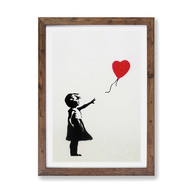 'Girl with Red Balloon' - Picture Frame Graphic Art Print on Paper East Urban Home Frame Option: Walnut, Size: 33cm H x 45cm W x 2cm D on Productcaster.