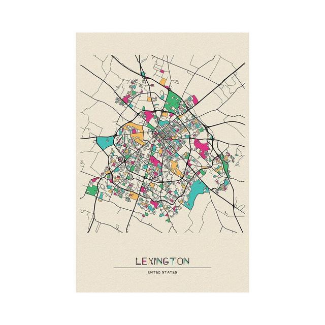 Lexington, Kentucky Map by Ayse Deniz Akerman - Wrapped Canvas Graphic Art Print Maturi Size: 30.48cm H x 20.32cm W x 1.9cm D on Productcaster.