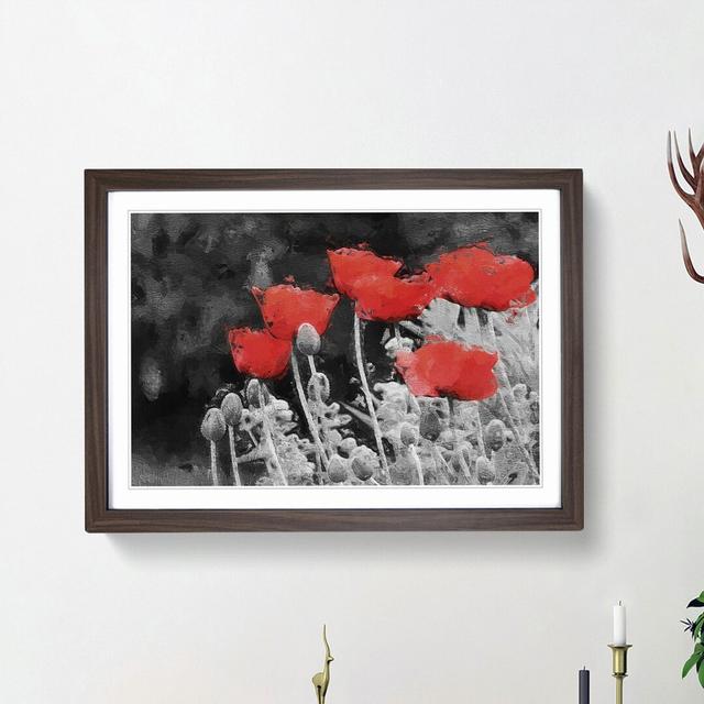 Red Poppy Field in Abstract - Picture Frame Painting Print East Urban Home Size: 36cm H x 48cm W x 2cm D, Frame Option: Walnut Framed on Productcaster.