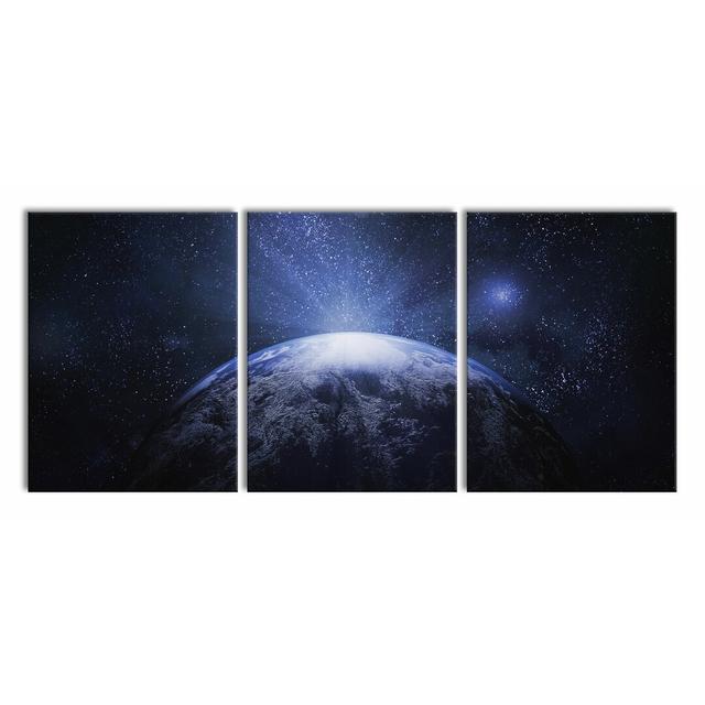 View of Earth from the Moon - 3 Piece Wrapped Canvas Photograph Print Set East Urban Home Size: 180 cm H x 80 cm W x 2.4 cm D on Productcaster.