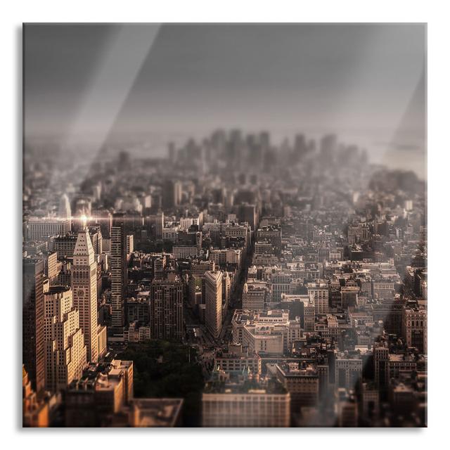 New York City At Sunset Photographic - No Frame Print on Glass Ebern Designs Size: 70cm H x 70cm W x 0.4cm D on Productcaster.