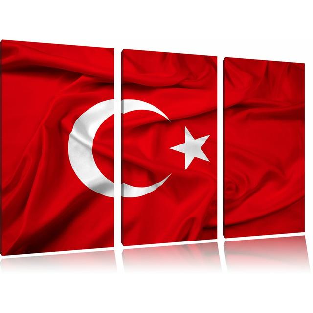 3-tlg. Leinwandbilder-Set „Türkei Flagge", Fotodruck East Urban Home on Productcaster.