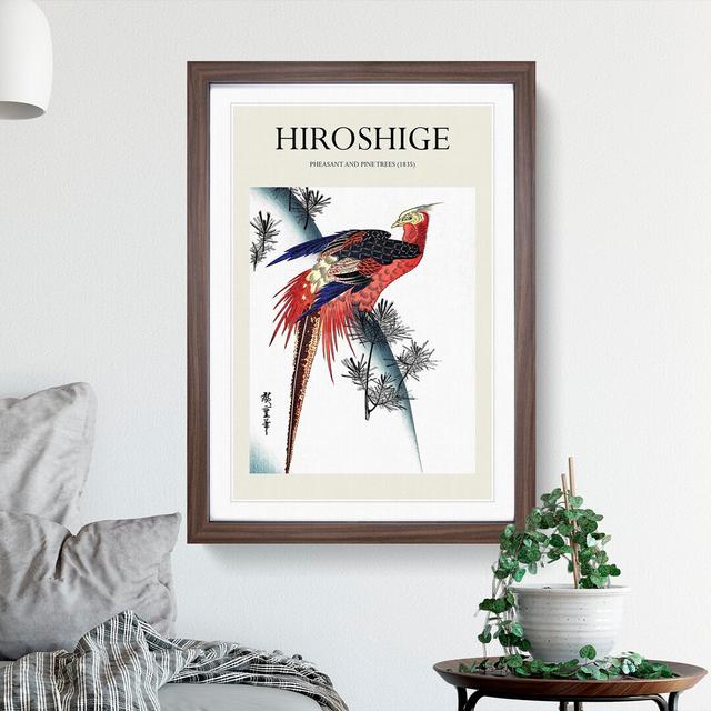 Pheasant and Small Pine by Utagawa Hiroshige - Picture Frame Painting East Urban Home Frame Option: Walnut, Size: 36cm H x 27cm W x 2cm D on Productcaster.