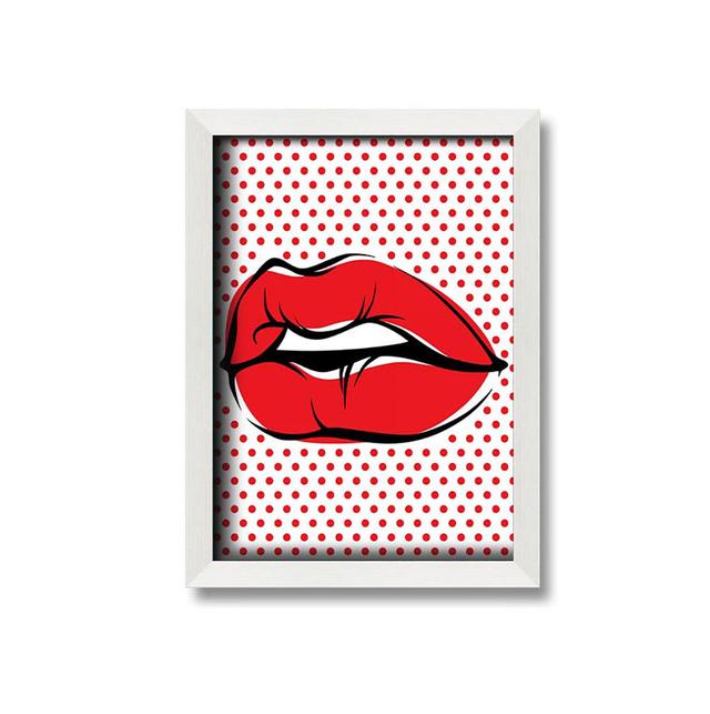 Red Lips On Pokerdots Framed Print Wall Art Maturi Size: 59.7cm H x 42cm W x 10cm D on Productcaster.