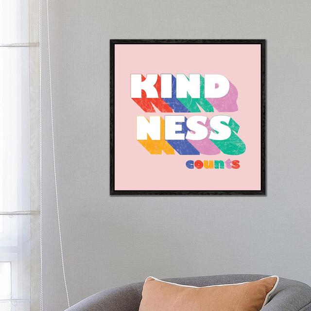 Kindness Counts Typography by Show Me Mars - Gallery-Wrapped Canvas Giclée on Canvas Ebern Designs Size: 66.04cm H x 66.04cm W x 3.81cm D, Format: Bla on Productcaster.