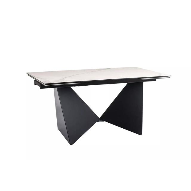 TABLE PETERSON CERAMIC WHITE STATUARIO VENATO/ BLACK MAT (160-240)X90 Ivy Bronx on Productcaster.