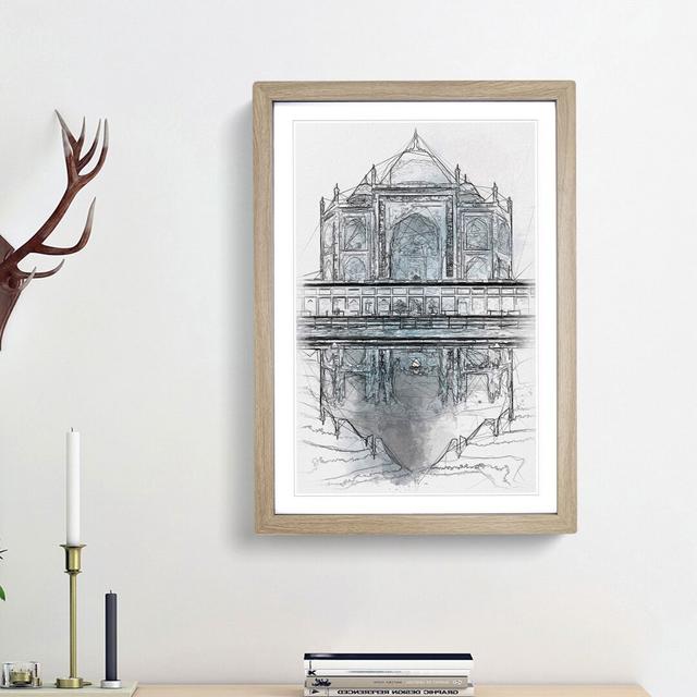 The Taj Mahal in Agra India Abstract - Picture Frame Painting Print East Urban Home Size: 87cm H x 62cm W x 2cm D, Frame Option: Oak Framed on Productcaster.