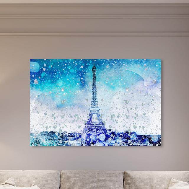 'Eiffel Glitter Blue' Graphic Art on Wrapped Canvas East Urban Home Size: 25.4 cm H x 38.1 cm W on Productcaster.