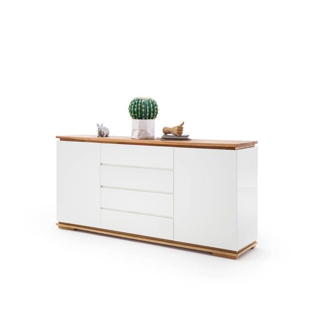 Sideboard made of Oak Solid Wood with 4 Drawers and 2 Doors by Ebern Designs, Colour: White on Productcaster.