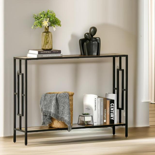 Tessio Rustic Industrial 2 Tier 106 cm Slim Console Table, Entryway Furniture 17 Stories on Productcaster.