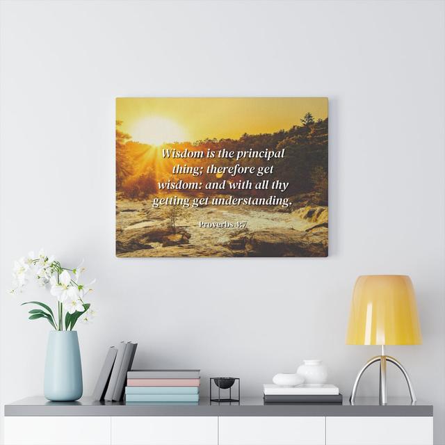 Understanding Proverbs 4:7 - Wrapped Canvas Typography Blue Elephant Size: 28cm H x 36cm W on Productcaster.