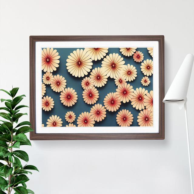 Boundless Retro Flowers - Picture Frame Graphic Art Marlow Home Co. Frame Colour: Walnut Framed, Size: 46cm H x 64cm W x 2cm D on Productcaster.