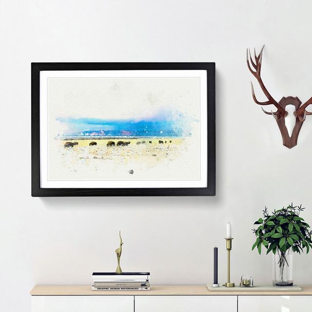 Grazing Bison in Utah in Abstract - Picture Frame Graphic Art Print East Urban Home Frame Option: Black Framed, Size: 27cm H x 36cm W x 2cm D on Productcaster.