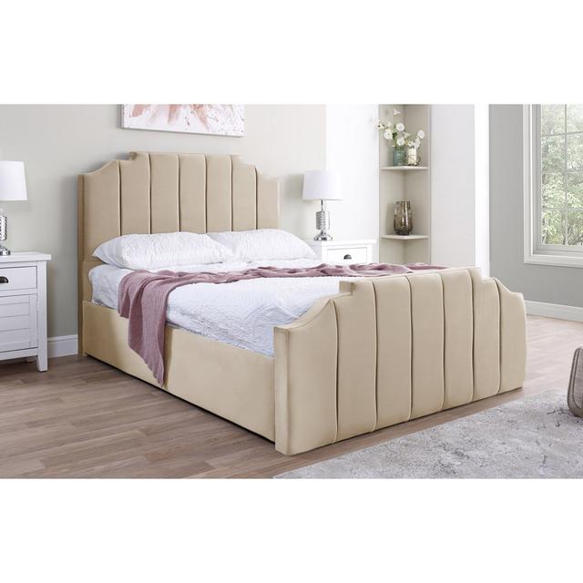 Antara Upholstered Bed Frame Rosalind Wheeler Size: Double (4'6), Colour: Cream on Productcaster.