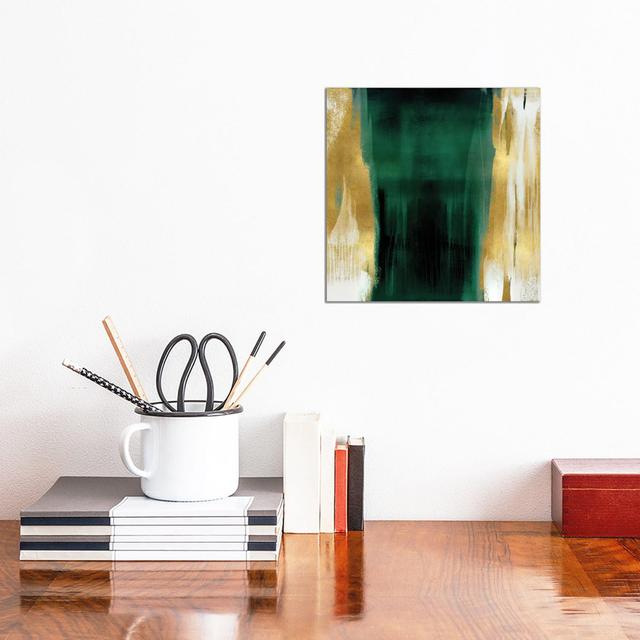 Free Fall Emerald with Gold II by Christine Wright - Wrapped Canvas Painting Metro Lane Size: 30.48cm H x 30.48cm W x 1.905cm D on Productcaster.