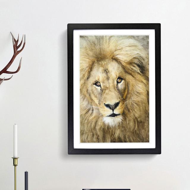 The Face of a Lion - Picture Frame Painting Print on MDF East Urban Home Size: 45cm H x 33cm W x 2cm D, Frame Option: Black Framed on Productcaster.