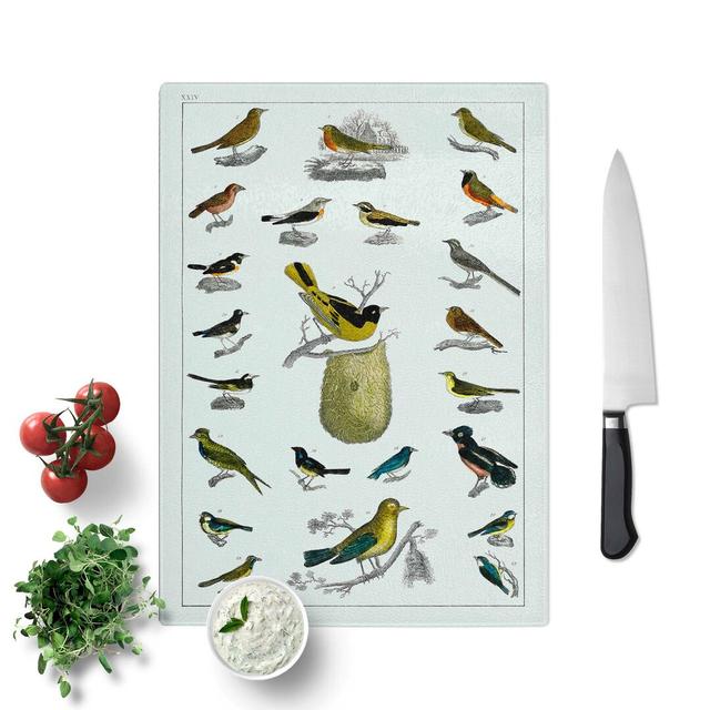 Tempered Glass Assortment of Birds XXIV Chopping Board East Urban Home Size: 28.5 cm W x 39 cm L on Productcaster.